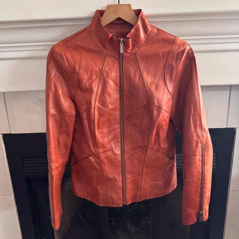 Siena Studio Brown / Orange Leather Jacket Size Small